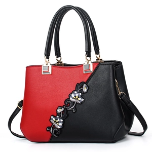 Women's PU Leather Tote Bag Large Capacity Contrast Color Patchwork Top Handle Handbag Casual Commute Shoulder Bag