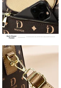 Detailed view of the brown monogram tote bag featuring a secure back anti-theft zipper pocket