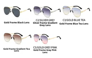 Detailed collection of men's aviator sunglasses with stainless steel frames and gradient lenses