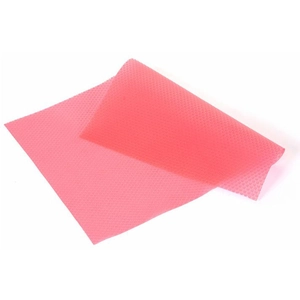 Pink textured drawer mat with non-slip round patterns for moisture-proof cabinet protection