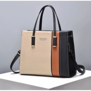 Fashion Color Block Tote Bag For Women Spacious PU Leather Shoulder Bag With Adjustable Strap Detachable Handle