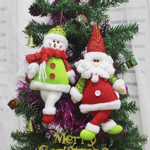 Festive Christmas Santa Claus Snowman Plush Hanging Ornaments Non-Woven Fabric Xmas Tree Decorations Holiday Party Home Decor