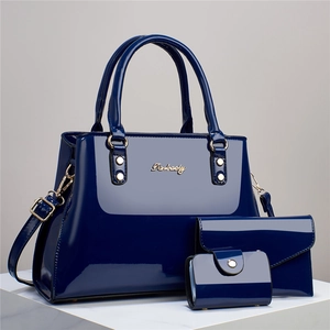 Glossy Patent PU Leather Tote Shoulder Bag Clutch And Card Holder Professional Elegant Large Capacity Handbags For Women