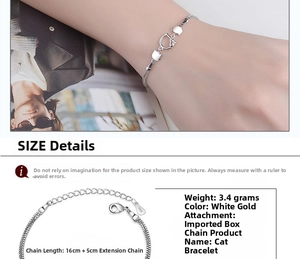 Detailed close-up of S925 sterling silver cat bracelet clasp and elegant box chain links