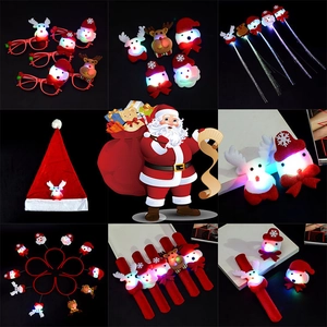 LED Christmas Decorations Glowing Party Favors Headbands Glasses Lanterns Mini Trees Wood Plastic Plush Santa Snowman Festive