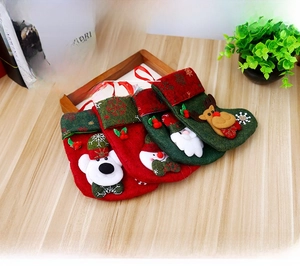 Thickened vintage Christmas stocking gift bag tree hanging ornament children candy storage decoration