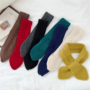 Knitted wool scarf with 3D floral texture in eight colors for autumn and winter warmth