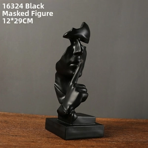 Détail de la sculpture noire mate Silence est d'Or avec dimensions 12x29cm