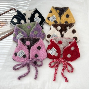 Knitted polka dot scarf for women in multiple colors with a soft lace-up design
