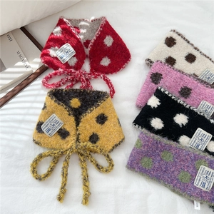Winter knitted polka dot neck warmer scarf with bow tie detail in assorted colors