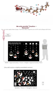 Detailed size chart for Christmas crystal ball wall stickers showing layout and dimensions