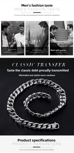 Close-up of 15mm silver Cuban link chain with lifestyle fashion display for men