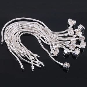 Classic silver snake chain bracelet for women made of 925 sterling silver in bulk view