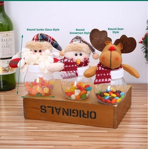Set di 3 barattoli per caramelle natalizi con Babbo Natale, pupazzo di neve e renna, 15cm