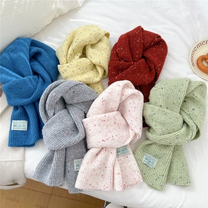 Thick knit long scarves for women in various colors with colorful speckle texture