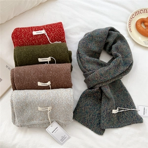 Winter 100% Wool Scarf For Women Men Thick Warm Chunky Knitted Soft Marl Long Scarf Chic Fashion Versatile Neck Warmer
