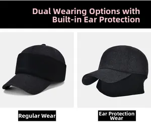 Dual-mode winter baseball cap with foldaway ear flaps for versatile warm outdoor wear