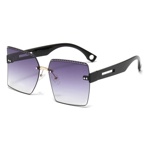 Gafas de sol cuadradas oversize sin montura con lentes degradadas violetas y patillas negras