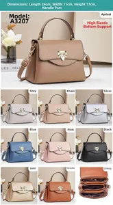 Detailed size specifications and multiple color options for the faux leather crossbody bag