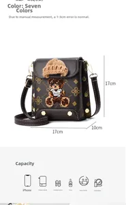 Detailed view of monogram mini crossbody bag with 17x17x10cm size dimensions