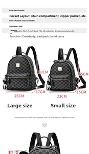 Comparaison détaillée entre petit et grand sac à dos en similicuir à imprimé monogramme