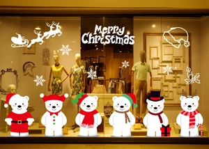 Detailed Christmas window stickers featuring white reindeer silhouettes and cartoon polar bears