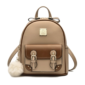 Sac à dos femme en cuir souple avec design bicolore kaki et marron pour le voyage