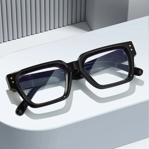 Occhiali Da Vista Quadrati Anti Luce Blu Montatura PC Lente AC Retro Rivetto Occhiali Ottici Per Uomo Donna Quotidiano