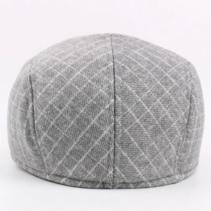 Classic gray plaid newsboy cap with quilted diamond pattern for men and women