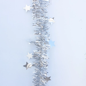 Guirlande de guirlandes argentées étincelantes avec étoiles pour Noël et décorations
