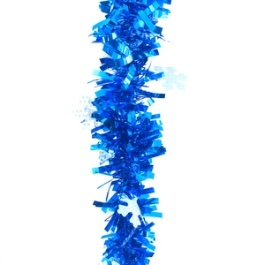 Blue tinsel garland with white snowflakes for Christmas and wedding festive decoration
