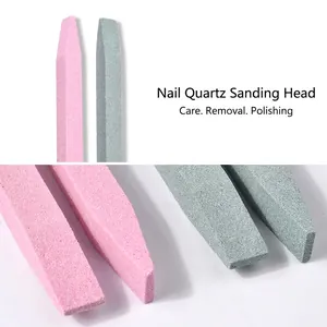Quartz nail file stick tool set for cuticle removal and manicuring in pink and grey