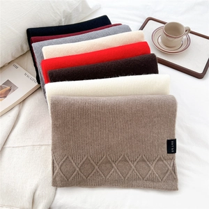 Long knit scarf for women with elegant diamond texture in multiple warm winter colors