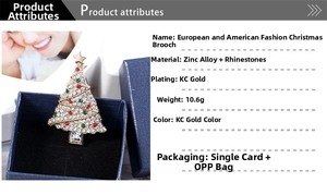 Detail specifications of Christmas tree brooch with zinc alloy and rhinestones material