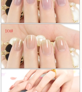Translucent jelly nail polish swatch showing glossy 10# candy nude color effect