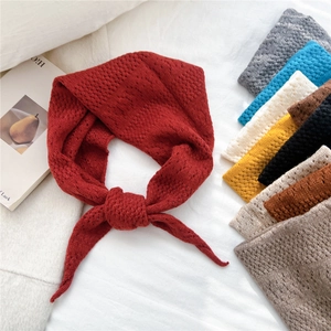 Chic knit triangle scarf and headband set in various vibrant colors for winter