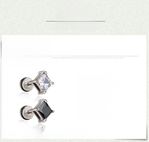 Detail specifications of 8x15mm titanium steel cross earrings with black and clear zircon