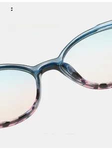 Detail of comfortable integrated nose pads on blue and tortoise shell TR90 sunglasses