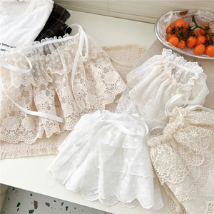Mini jupe superposition en dentelle florale blanche avec nœud pour femmes