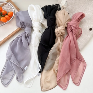 Elegant solid color chiffon square scarves in 5 soft pastel tones for women accessories