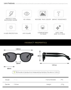 Tableau des tailles détaillé pour lunettes de soleil ovales avec mesures précises
