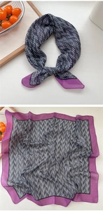 Detail of purple houndstooth cotton linen scarf showing soft texture and pattern