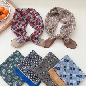 Elegant set of six assorted breathable cotton-linen scarves with geometric and floral patterns