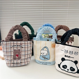 Petit sac à main en toile à motif dessin animé avec fermoir magnétique pour femmes