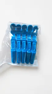 Set of 5 blue professional salon alligator hair clips packed in transparent plastic bag