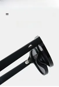 Détails de lunettes de soleil ovales noires avec rivets argentés et charnière métal