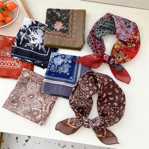 Fashion silk square scarf for women with elegant floral and paisley patterns in various colors