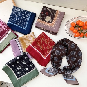 Vintage paisley and floral square silk scarves collection for women neck decoration