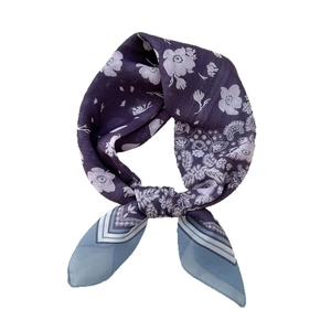 Elegant purple floral square silk scarf with lightweight fabric for fashion accessories