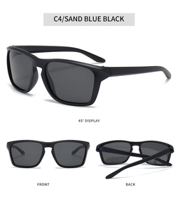 Vues détaillées de lunettes de soleil cyclisme noires mates avec monture carrée